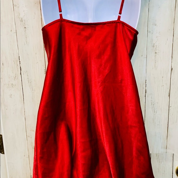Vintage Rich Red Satin Slip Dress Nighty VS M - Picture 4 of 10